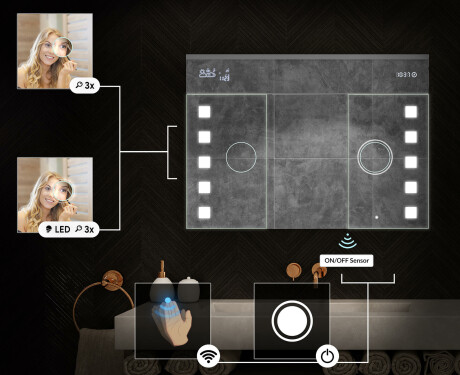 LED Illuminated Mirror Cabinet - L03 Emily 100 x 72cm #5