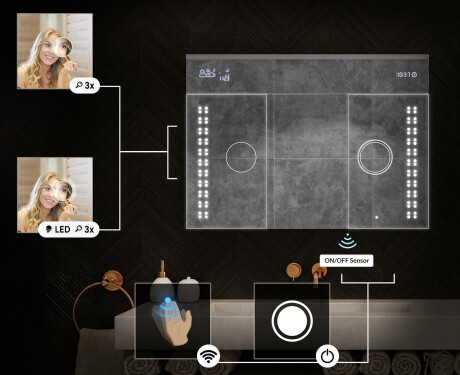 LED Illuminated Mirror Cabinet - L55 Emily 100 x 72cm #5