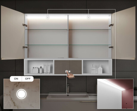 LED Bathroom Cabinet Emma - 2-door 100 x 72cm #5