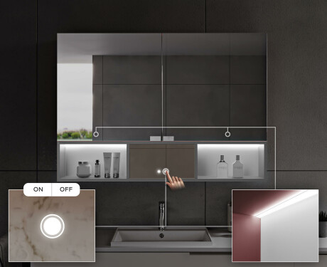 LED Bathroom Cabinet Emma - 2-door 100 x 72cm #6