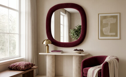 Designer upholstered mirror - Velora Arco