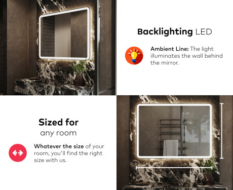 Designer Backlit LED Bathroom Mirror L141 #5