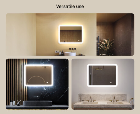 Rounded bathroom mirror with LED lighting, dual color, touch switch, heating mat #2
