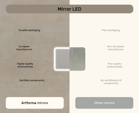 Rounded bathroom mirror with LED lighting, dual color, touch switch, heating mat #7