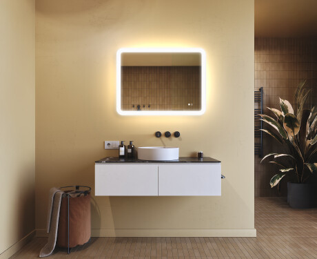 Rounded bathroom mirror with LED lighting, dual color, touch switch, heating mat #9
