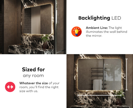 Designer Backlit LED Bathroom Mirror L142 #5