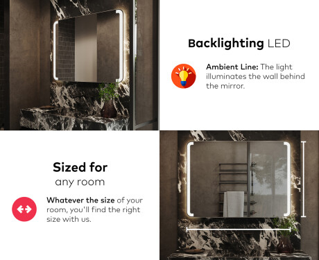 Designer Backlit LED Bathroom Mirror L144 #5