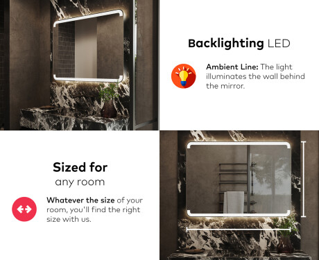 Designer Backlit LED Bathroom Mirror L145 #5