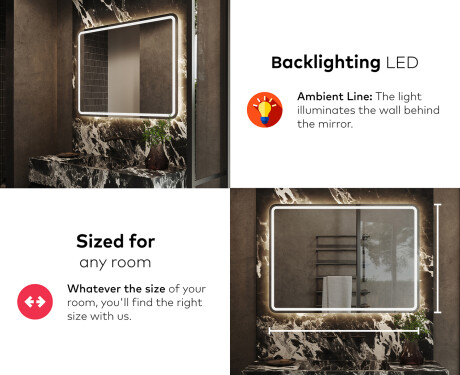 Designer Backlit LED Bathroom Mirror L147 #5